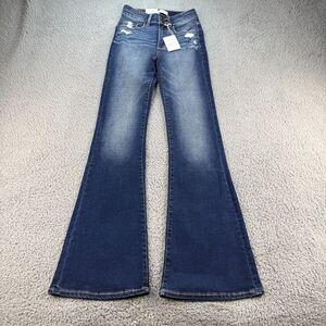 BKE Buckle Billie Flare Jeans Womens 25x34 Blue Denim Slim Fit High Rise